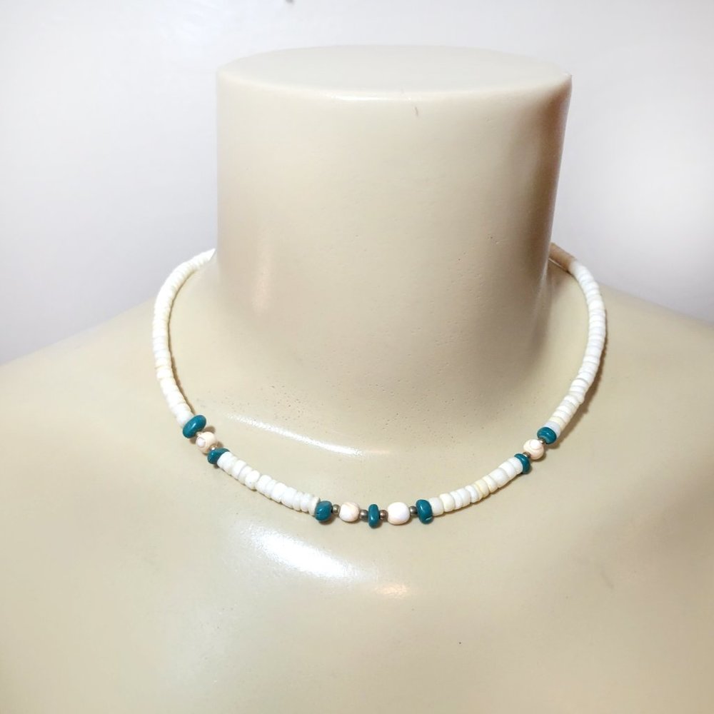 Y2k Bohemian Style Coconut Shell & Turquoise Bead… - image 3